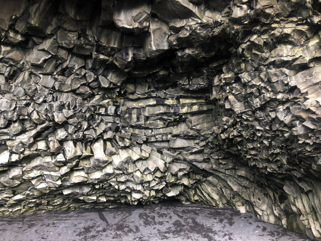Hálsanefshellir cave - Massive lava basalt columns
