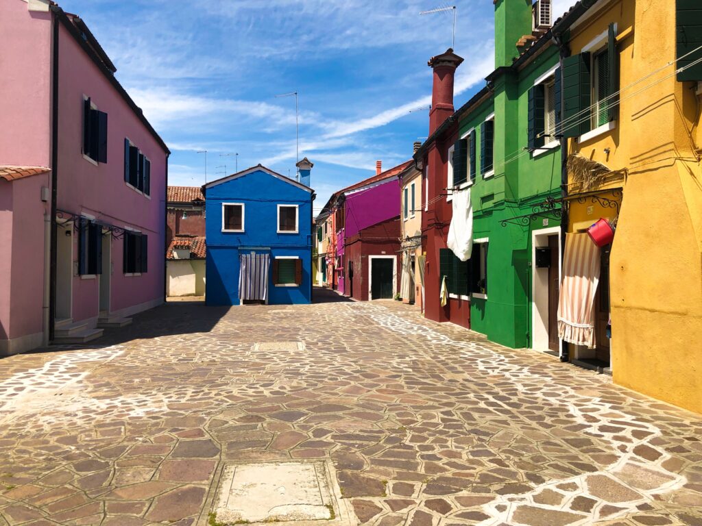 Rainbow colourful houses in Burano
